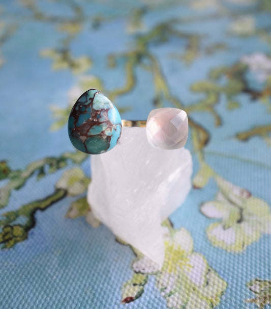 Van Gogh’s "Almond Blossoms" Adjustable Double Gemstone Ring - 2