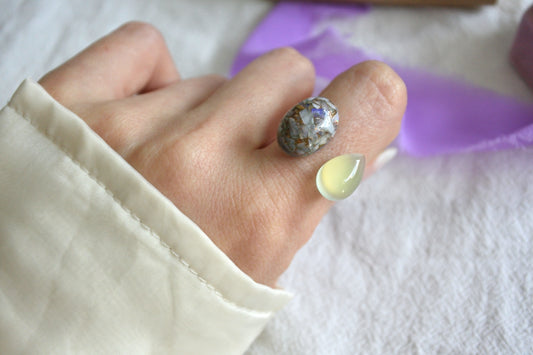 Claude Monet "Spring Bouquet" Adjustable Double Gemstone Rings