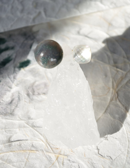 Claude Monet "Morning on the Seine near Giverny" Adjustable Double Gemstone Ring - 2