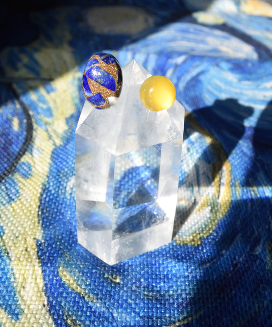 Van Gogh’s "Starry Night" Adjustable Double Gemstone Ring - 1