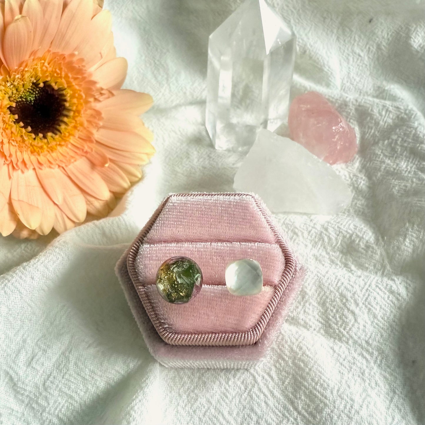 Monet’s "Water Lilies" Adjustable Double Gemstone Ring - A1