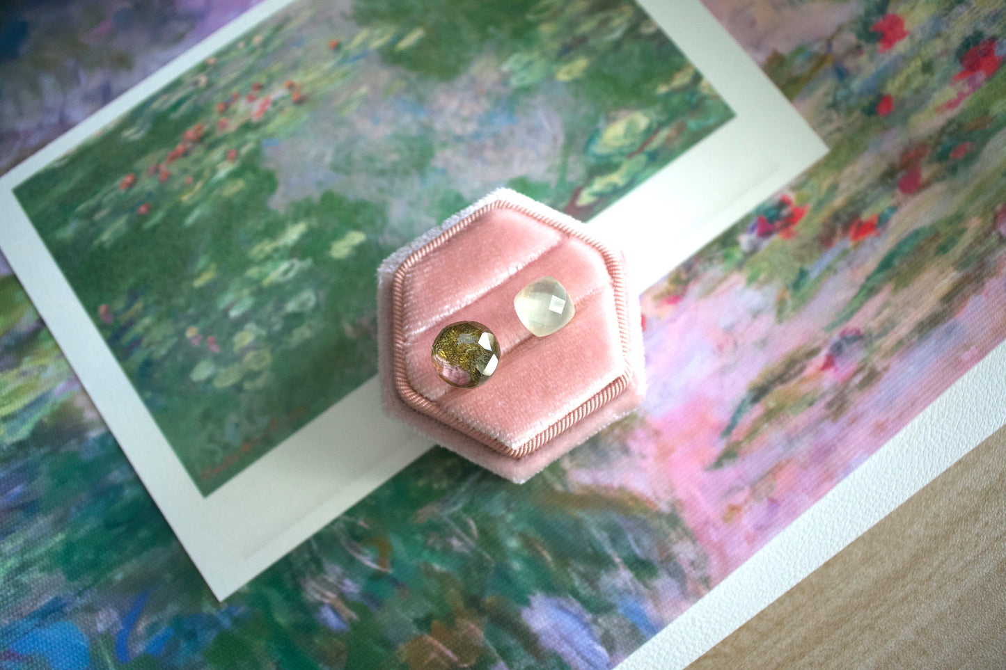 Monet’s "Water Lilies" Adjustable Double Gemstone Ring - A2