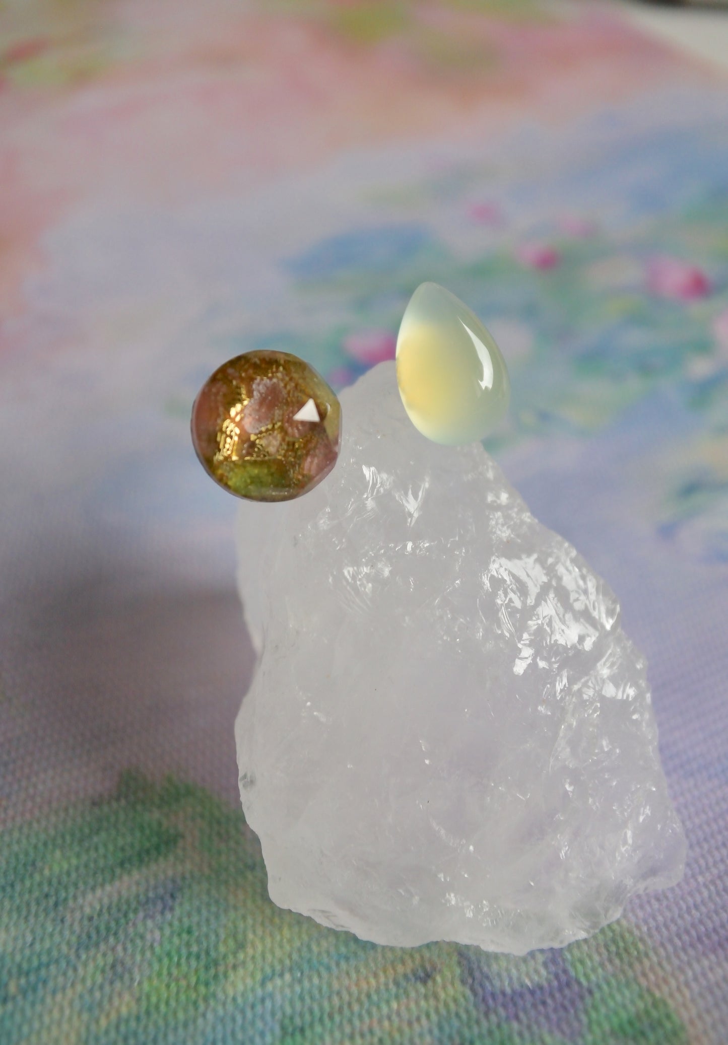 Monet’s "Water Lilies" Adjustable Double Gemstone Ring - B1