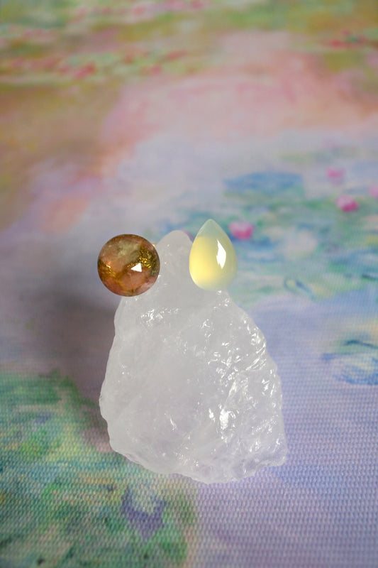 Monet’s "Water Lilies" Adjustable Double Gemstone Ring - B2