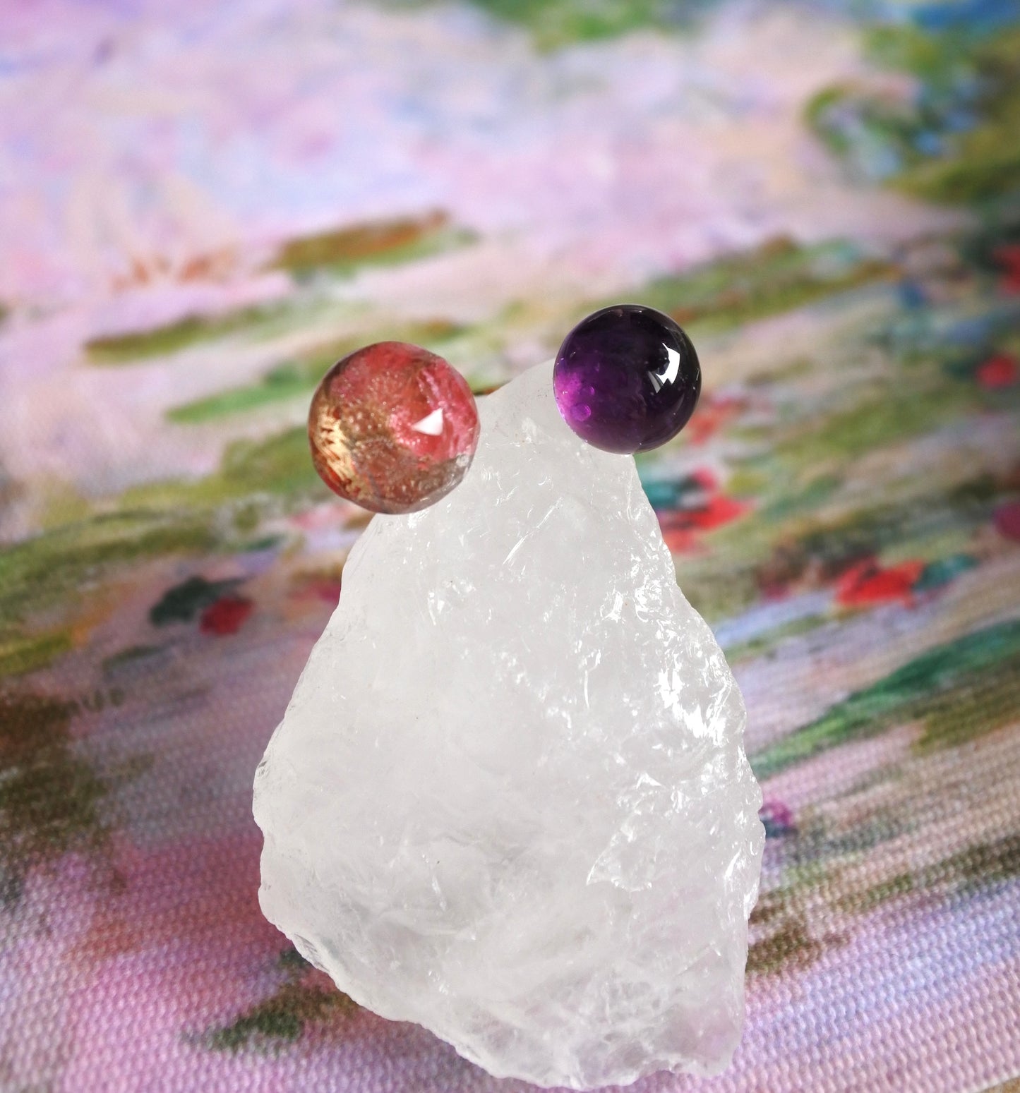 Claude Monet "Water Lilies" Adjustable Double Gemstone Ring - C2