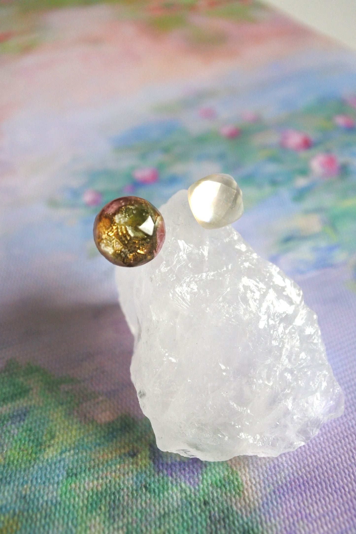 Monet’s "Water Lilies" Adjustable Double Gemstone Ring - A1