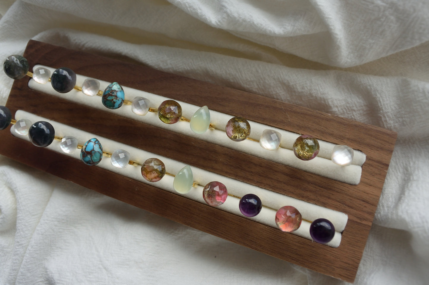 Monet’s "Water Lilies" Adjustable Double Gemstone Ring - A1