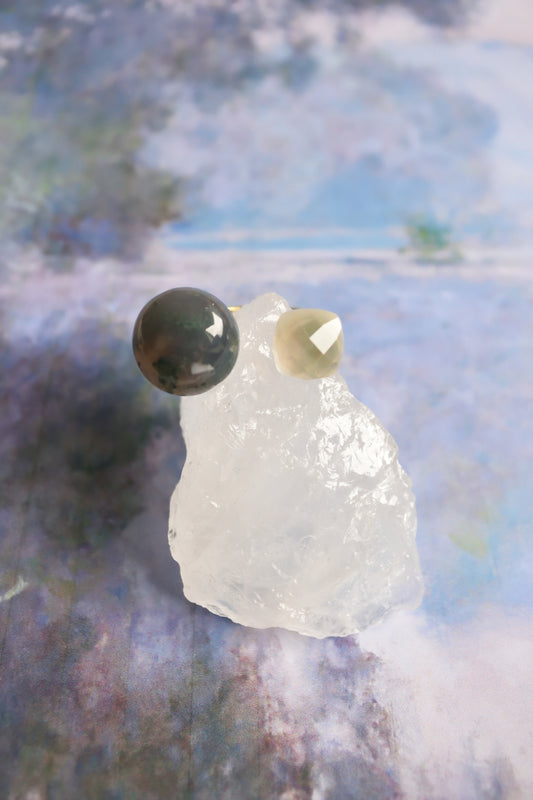 Claude Monet "Morning on the Seine near Giverny" Adjustable Double Gemstone Ring  - 2