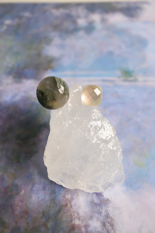 Claude Monet "Morning on the Seine near Giverny" Adjustable Double Gemstone Ring  - 1