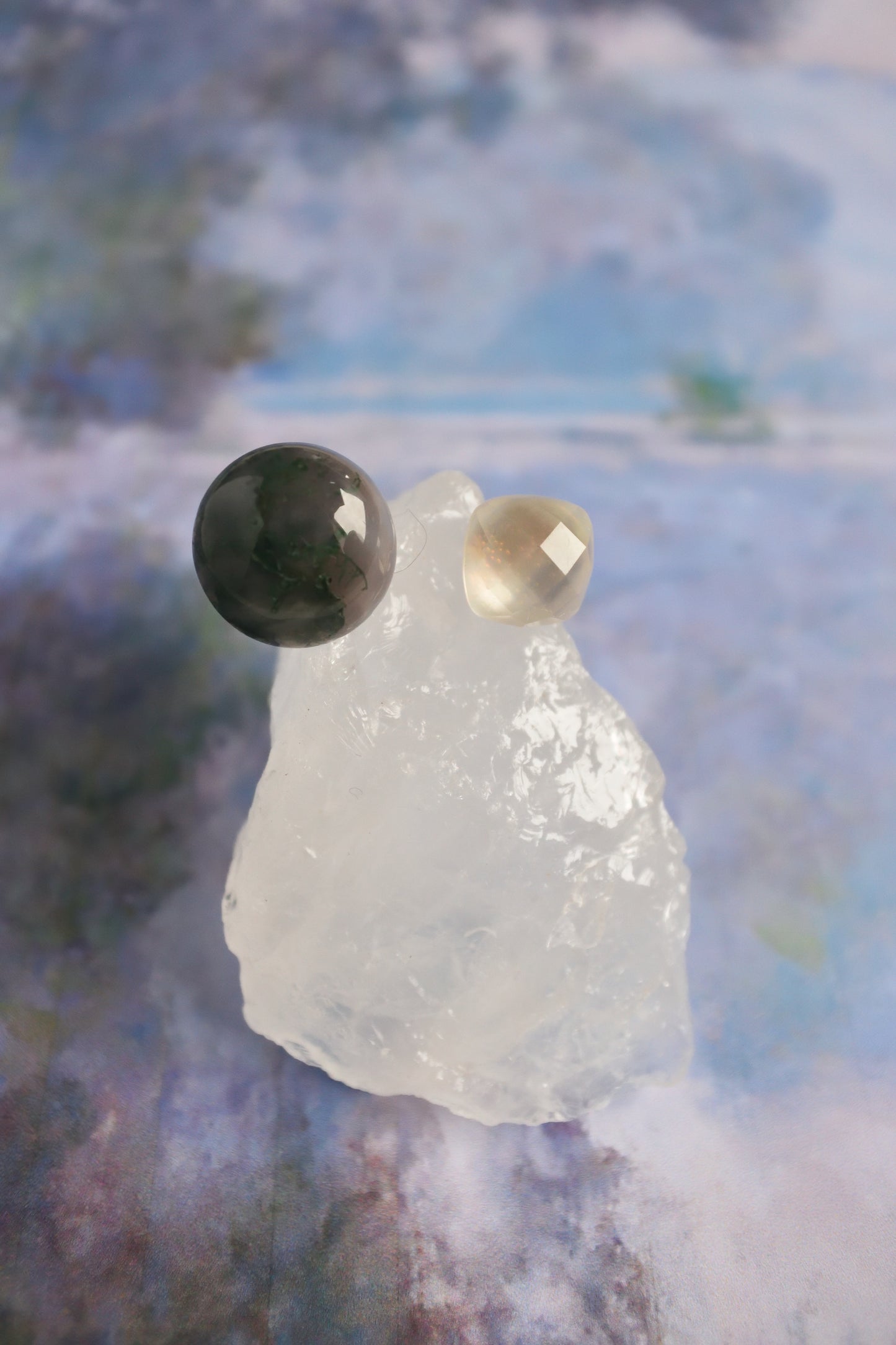 Claude Monet "Morning on the Seine near Giverny" Adjustable Double Gemstone Ring  - 3