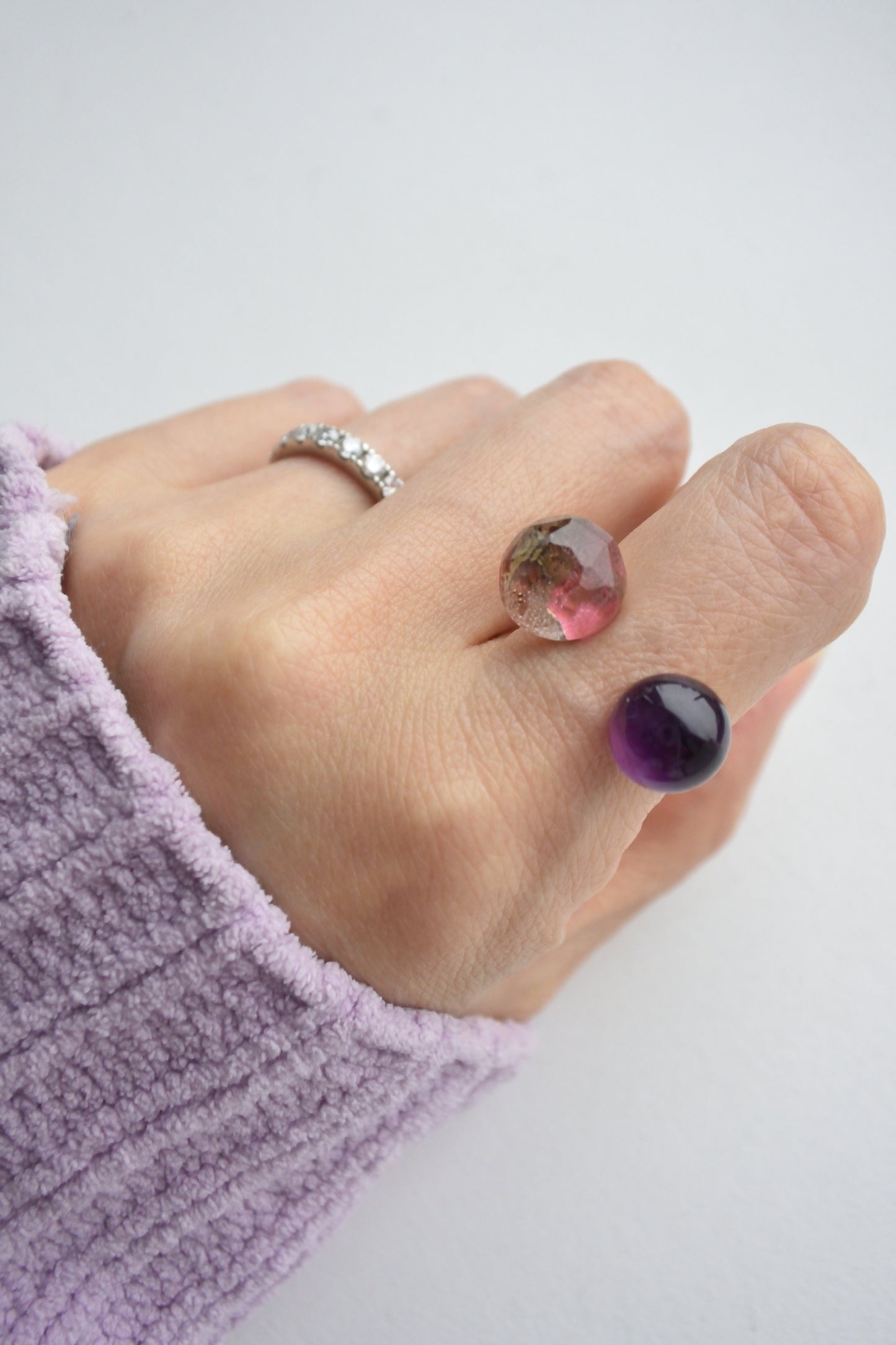 Monet’s "Water Lilies" Adjustable Double Gemstone Ring  - C1