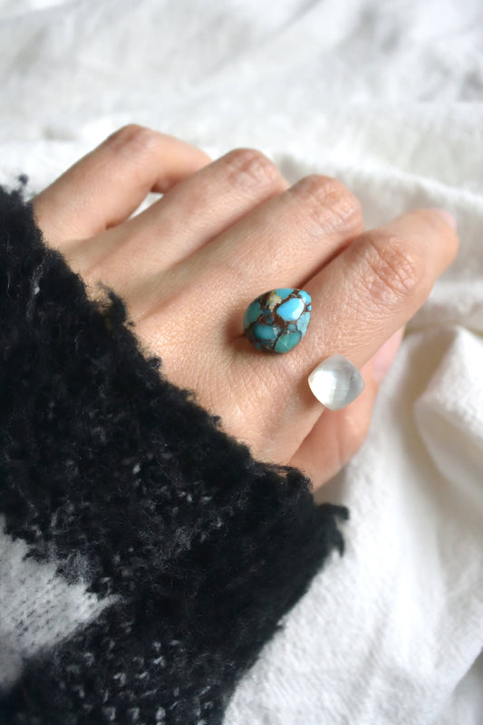 Van Gogh’s "Almond Blossoms" Adjustable Double Gemstone Ring - 1