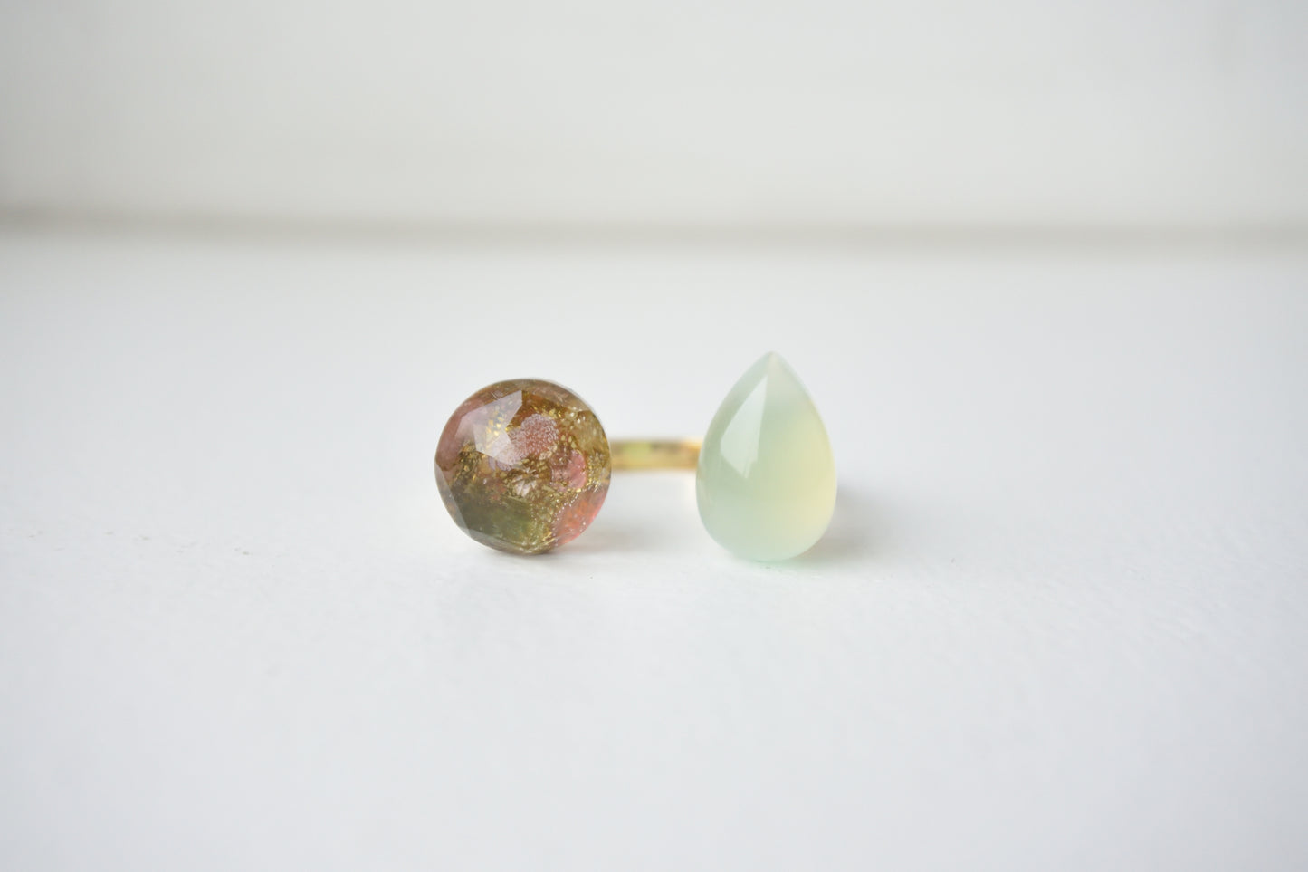 Claude Monet "Water Lilies" Adjustable Double Gemstone Ring - B1