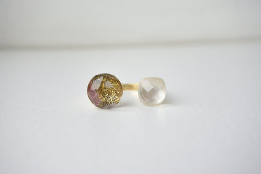 Claude Monet "Water Lilies" Adjustable Double Gemstone Ring - A2