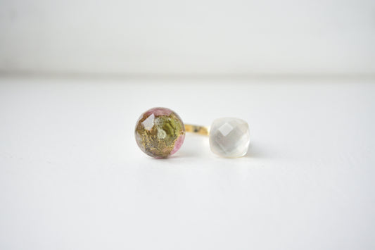 Claude Monet "Water Lilies" Adjustable Double Gemstone Ring - A1