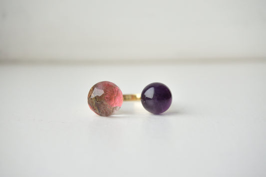 Claude Monet "Water Lilies" Adjustable Double Gemstone Ring  - C1