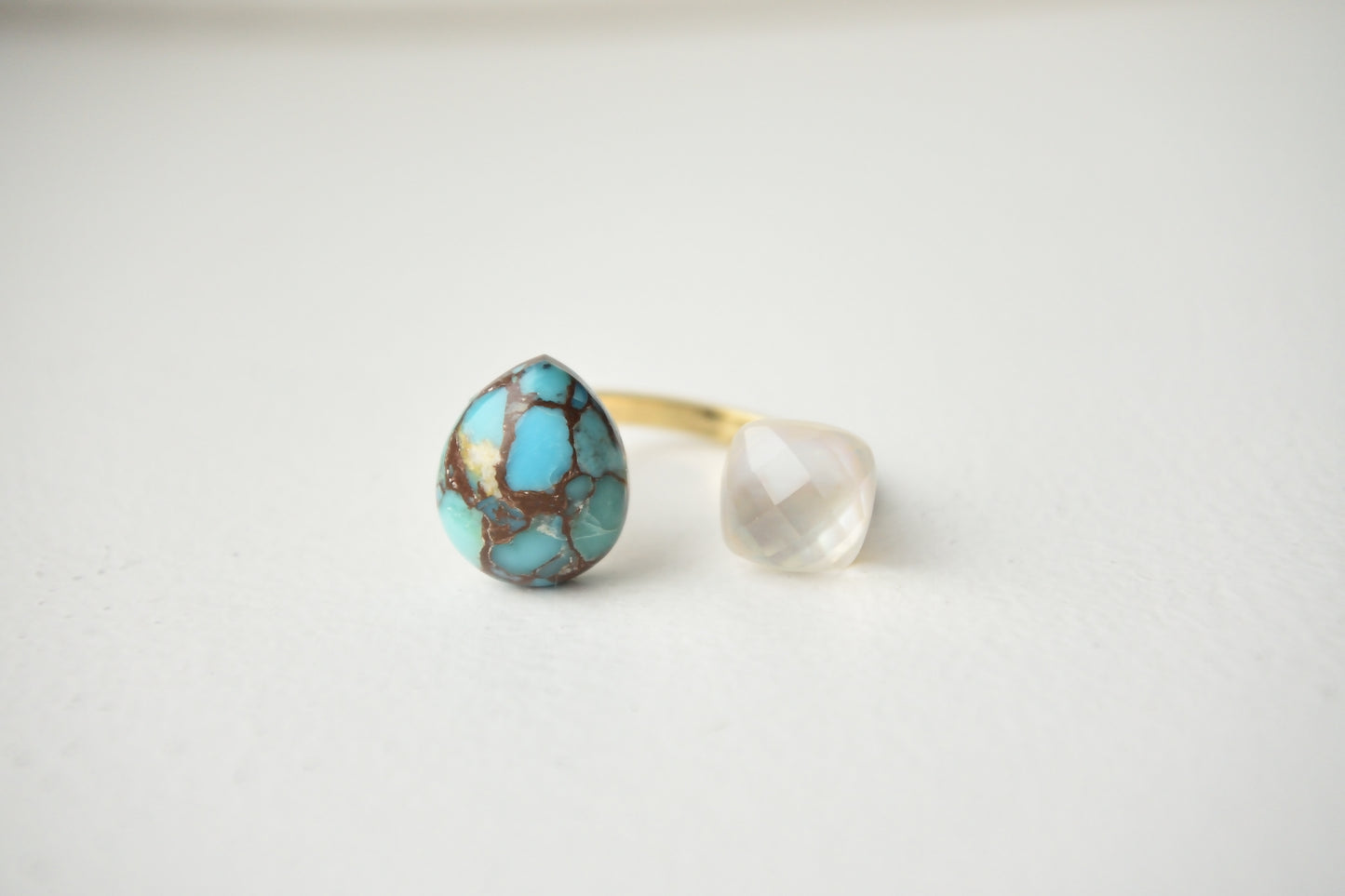 Van Gogh’s "Almond Blossoms" Adjustable Double Gemstone Ring - 1