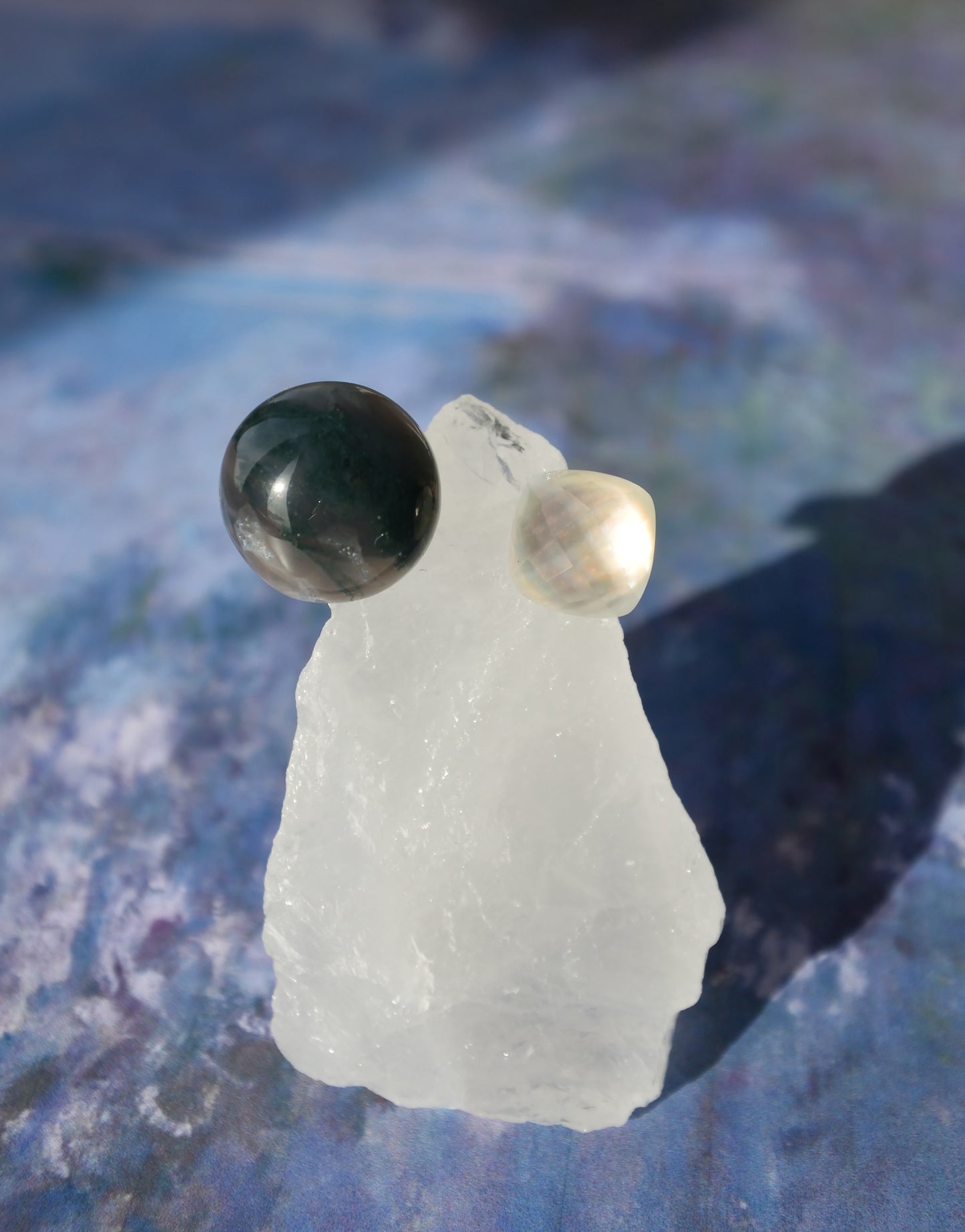 Claude Monet "Morning on the Seine near Giverny" Adjustable Double Gemstone Ring  - 4