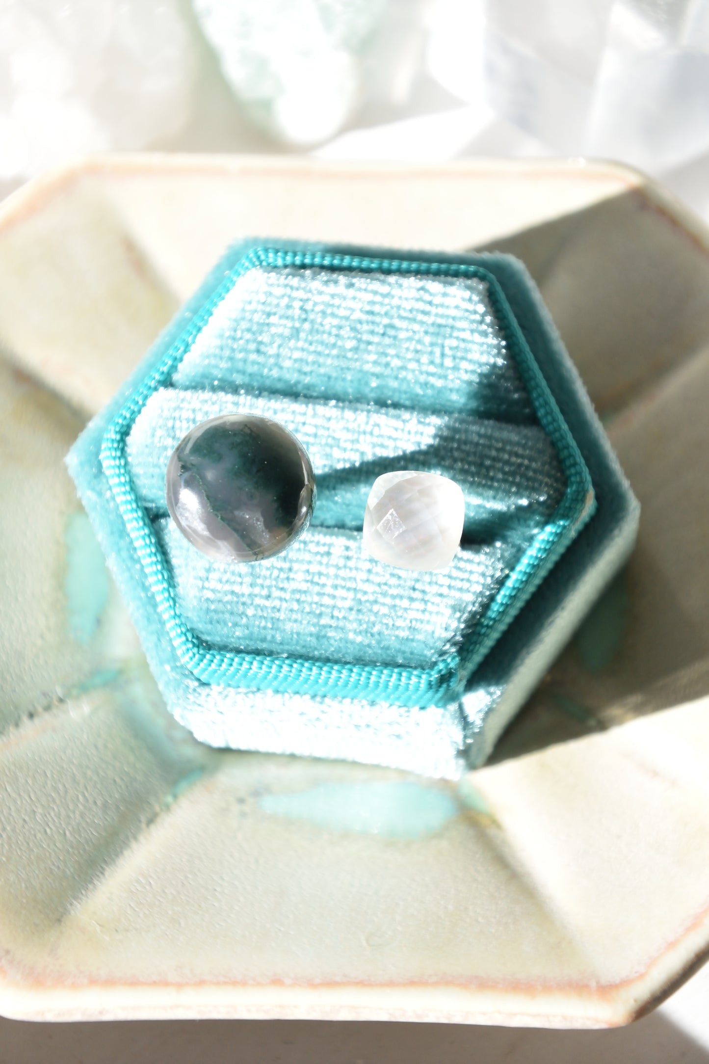 Claude Monet "Morning on the Seine near Giverny" Adjustable Double Gemstone Ring  - 4