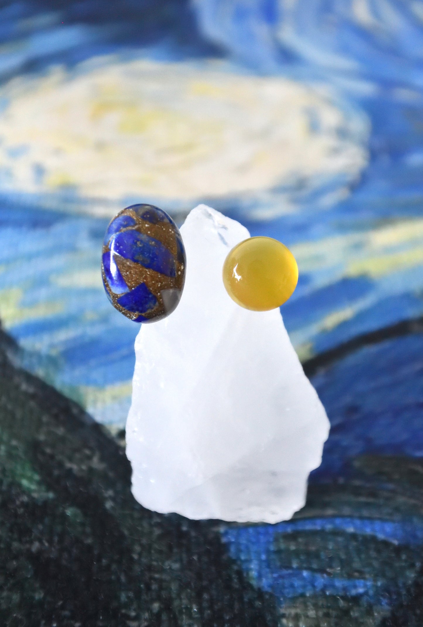 Van Gogh’s "Starry Night" Adjustable Double Gemstone Ring  - 1