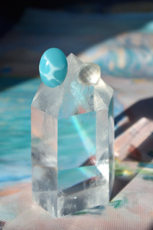 Claude Monet "La plage à Pourville" Adjustable Double Gemstone Rings - 1